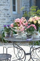 Roses on garden table