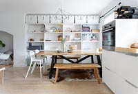 White kitchen and dining area
