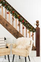 Christmas decorations on bannisters