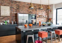 Breakfast bar with colourful stools