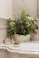 Flower arrangement by bath