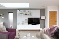 Open plan seating area with television