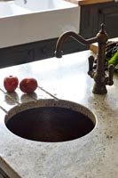 Compact sink on kitchen island