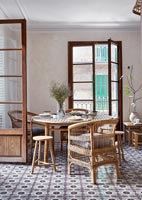 Wooden and cane dining furniture