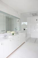 Modern bathroom with white cabinets