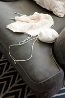 Knitting on sofa