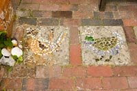 Mosaic artwork in patio