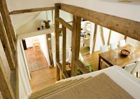 Staircase with exposed beams