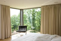 Biege curtains in bedroom