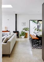 Open plan living space with houseplants