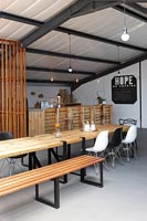 Wood and metal dining furniture