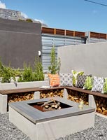 Contemporary patio with built in seating