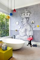 Modern bathroom with mural