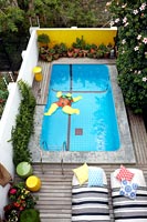 Colourful garden with swimming pool