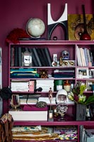 Pink bookshelves