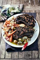 Roast meat and vegetables