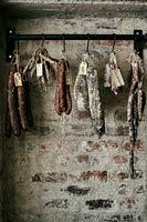 Meat drying in smoke house