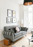 Patterned soft furnishings on sofa