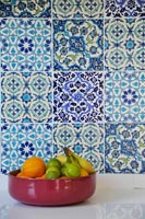 Colourful tiles in kitchen