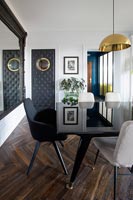 Black chair at dining table