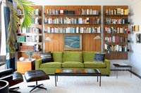 Seating area with bookshelves