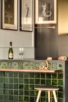 Breakfast bar with colourful tiling