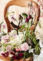 Floral display on classic chair