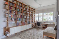 Reading area with bookshelves