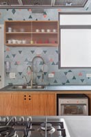 Hydraulic tiles on kitchen wall