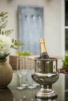 Champagne on garden table