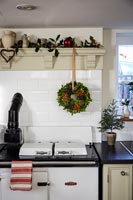 Christmas decorations in kitchen