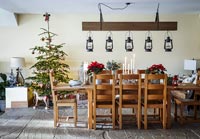 Dining room decorated for christmas