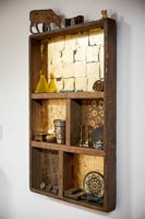 Wooden display shelves with ornaments
