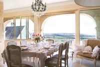 Classic country dining room with views out to countryside