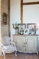 Classic country painted wooden sideboard and chair