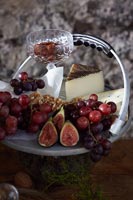 Fruit and cheese arranged on a dish