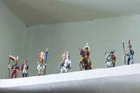 Detail of vintage toy figures on shelf