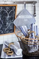 Detail of napkins in classic country kitchen