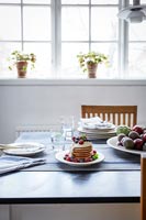 Food on table in classic country kitchen