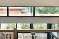 Detail of glass windows in open plan living area