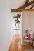 Wooden hallway in loft living space 