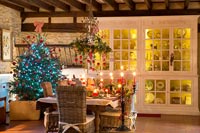 Classic Christmas tree in dining room