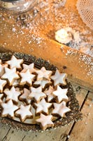Detail of Christmas iced star biscuits