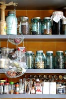 Jars on kitchen shelves