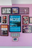 Detail of framed posters on the wall