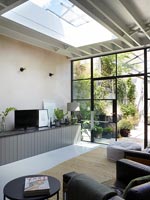 Modern living room with skylight