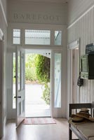 Front door and entrance hall of The Homestead at Driftwood, Kerikeri, New Zealand