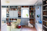 Classic living room with bookshelves