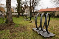 Metal sculptures in outside space