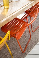 Detail of metal dining chairs
